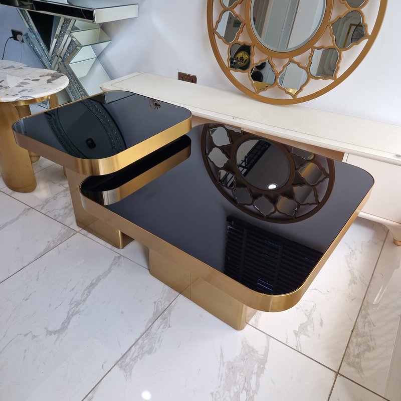 Gold square center table