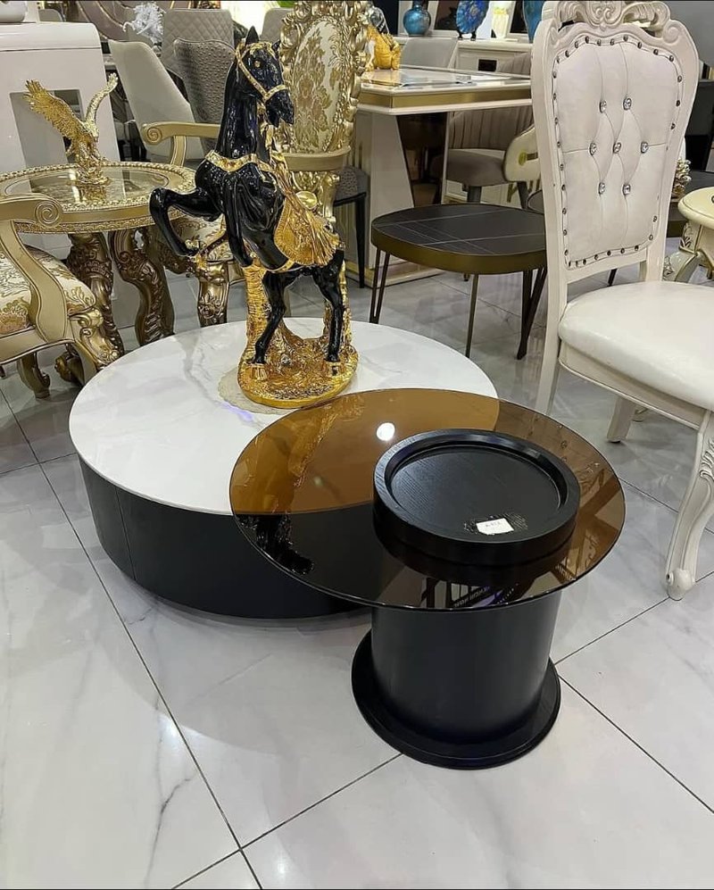 Nordic centre table marble top with glass side