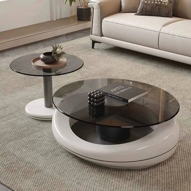 Oval glass top centre table