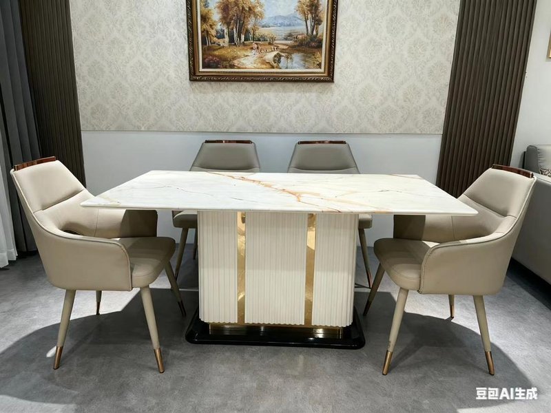 Aurora White Marble Contemporary Dining Set