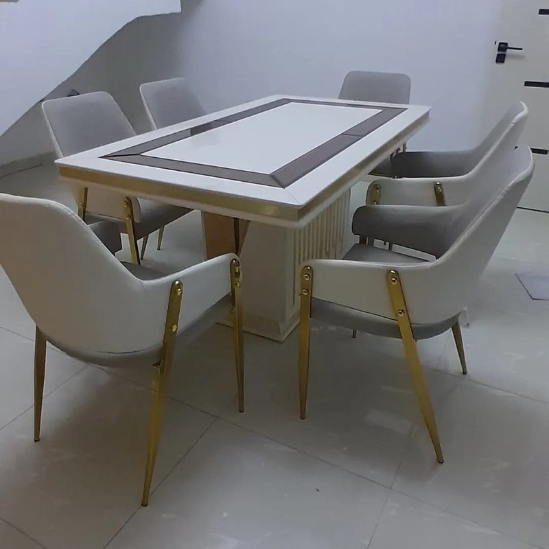 Premium Executive 6-Seater Dining Table and Chair Set with Elegant Finish