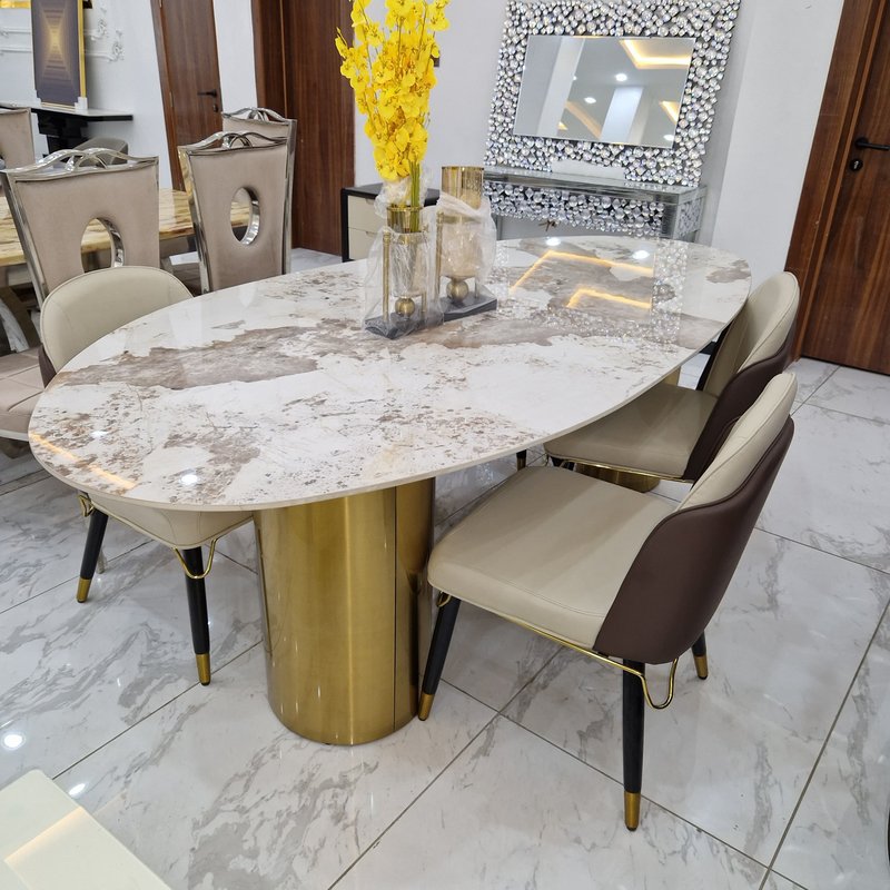 Executive Modern 6-Seater Dining Table and Comfortable Chair Set