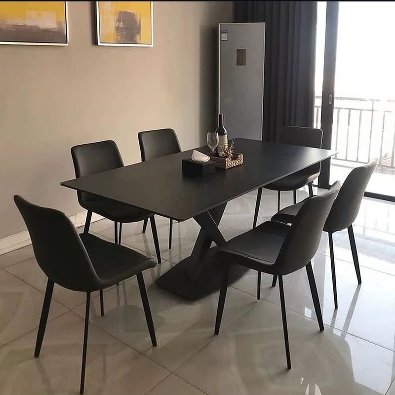Minimalist 6-Seater Dining Table and Chair Set for Modern Living Spaces