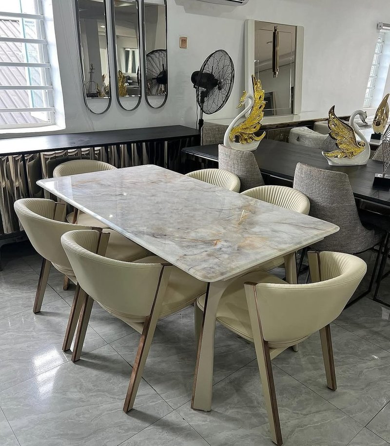 Sleek Modern 6-Seater Dining Table and Chair Set for Everyday Dining